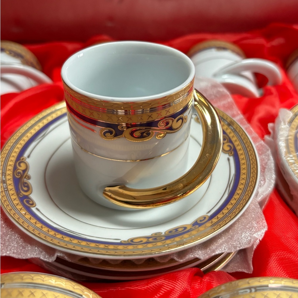 BNIB vintage YAMASEN gold plated teacup set, set of 12 (24 pieces total)